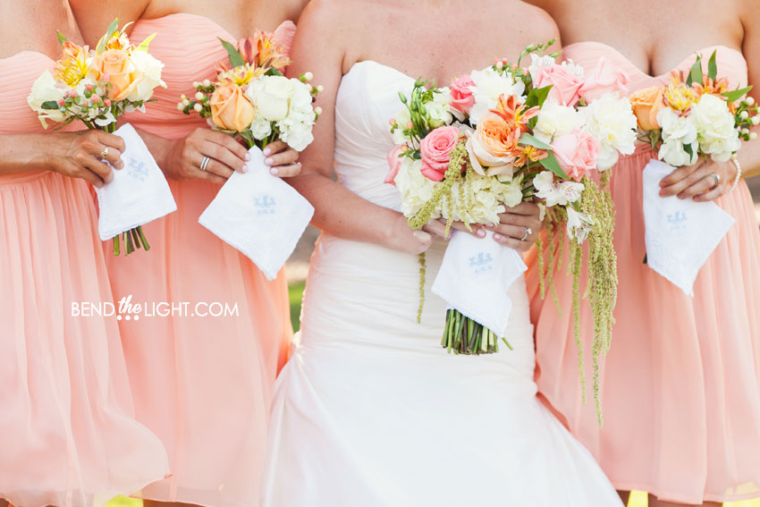peach and white bridesmaid dresses